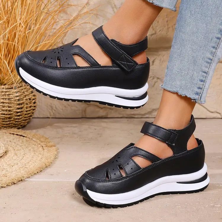 Women's Shoes 2025 Hot Sale Closed Toe Women's Sandals Casual Rome Sandals Women Hollow Platform Wedges Plus Size Shoes Female