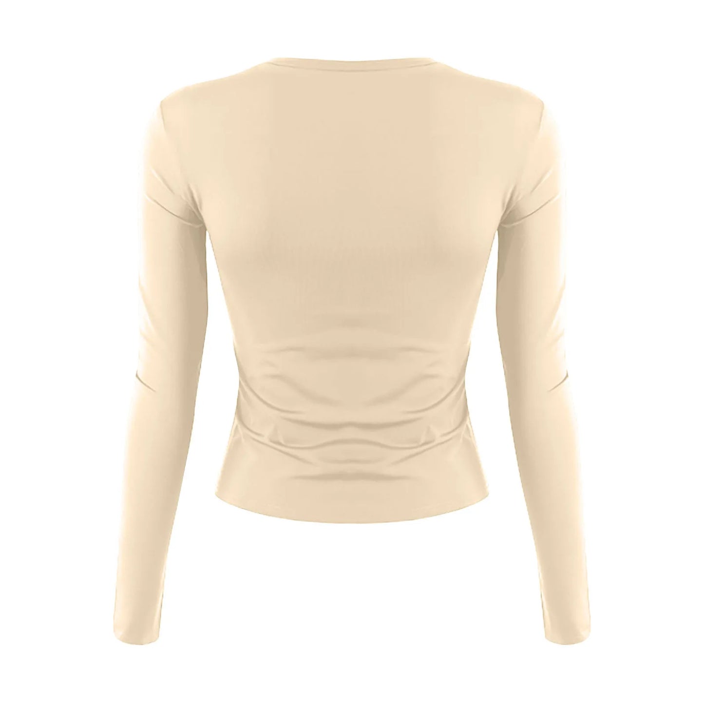 Women's Fashion Solid Colour Round Neck Long Sleeve T-Shirt Top Tops for Women Womens Tops and Blouses Trendy Womens Summer Tops