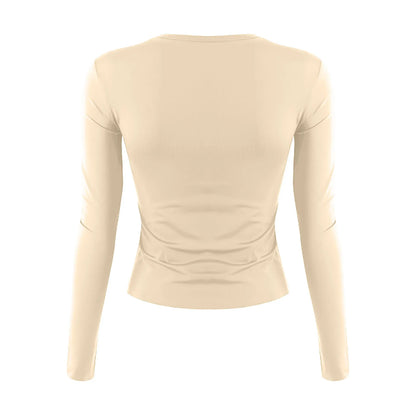 Women's Fashion Solid Colour Round Neck Long Sleeve T-Shirt Top Tops for Women Womens Tops and Blouses Trendy Womens Summer Tops