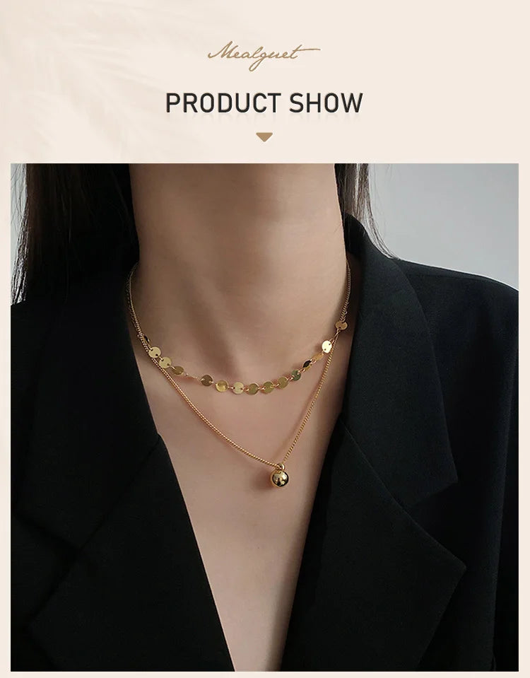 Layered Necklaces for Women Trendy, Bohe Ball Pendant,Chain Choker Necklaces, Non Tarnish Jewelry Gifts