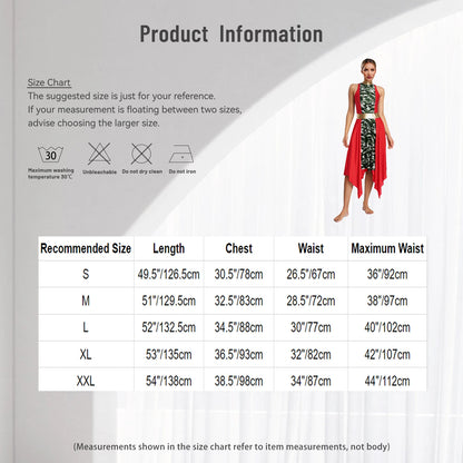 Women Modern Lyrical Dance Dress Church Choir Worship Praise Liturgical Costume Sleeveless Print Irregular Hem Gown Dancewear