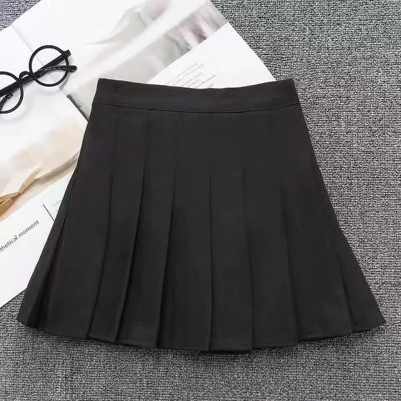 Children's Skirt With Shorts Spring Korea Style Clothes Black A Line High Waist Mini Dress Summer Black Pleated Skirt for Girl