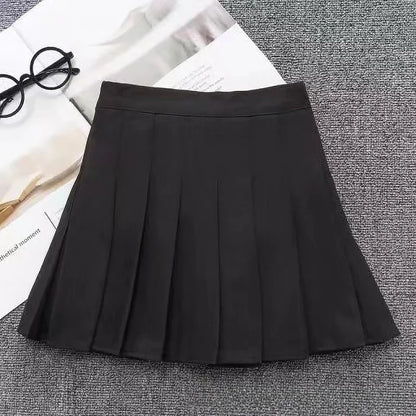 Children's Skirt With Shorts Spring Korea Style Clothes Black A Line High Waist Mini Dress Summer Black Pleated Skirt for Girl