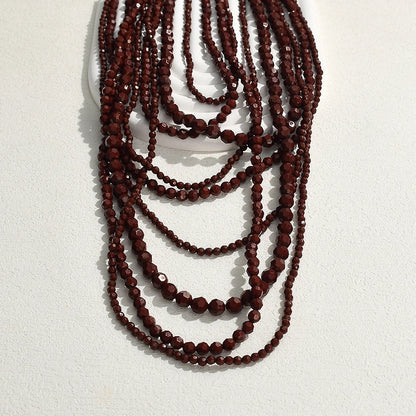 Bohemian Multi Layer Handmade Beaded Necklaces for Women Exaggerated Red Green Waterfall Beads Pendant Necklace Party Jewelry