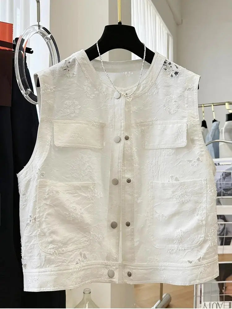 Tops For Women 2025 Summer Elegant Tank Vest Top Ladies Fashion Casual White Sleeveless Vest Tops