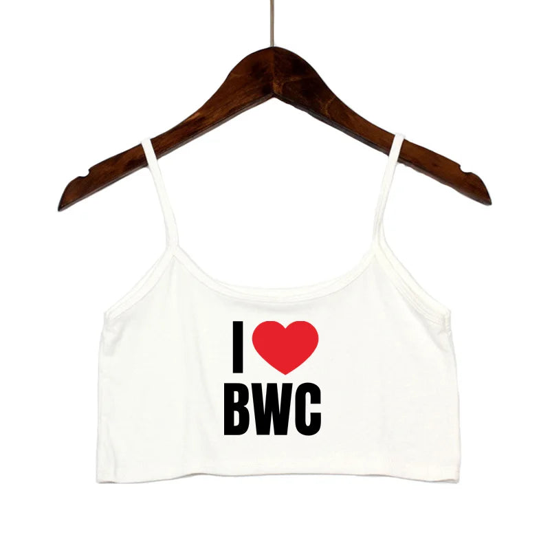 Sexy Tops for Women Hot Girls Clothes I Love BWC Black Crop Top Seamless Sleeveless Tank Tops Camis Backless Camisole White Top