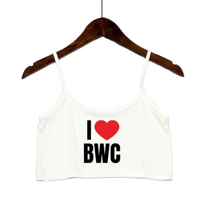 Sexy Tops for Women Hot Girls Clothes I Love BWC Black Crop Top Seamless Sleeveless Tank Tops Camis Backless Camisole White Top