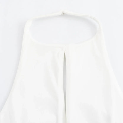 Bow Backless Vest Women Summer Sleeveless Halter Hollow Top Elegant Slim Skirt New Y2k Female Tanks Short Top Office