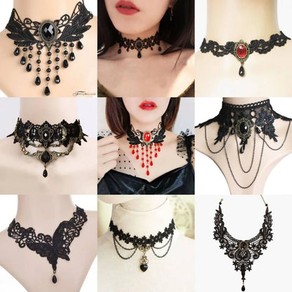 Fashion Black Lace Necklace Sexy Lace Clavicular Chain Gothic Punk Style Personalized Jewelry Accessories Party