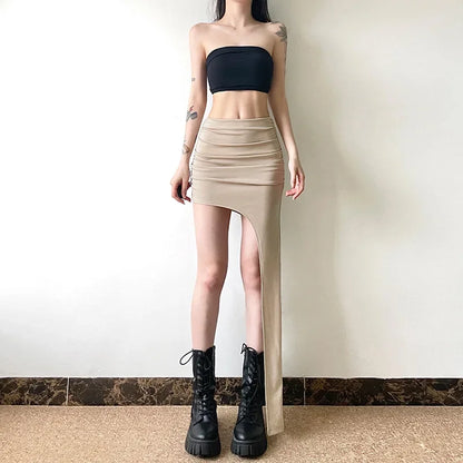Slim Jupe Femme Été Korean Solid Color Skirts For Women Asymmetrical Y2k Clothes Fashion Clothing Sexy Mujer Conjuntos De Falda