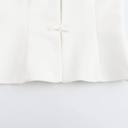 Bow Backless Vest Women Summer Sleeveless Halter Hollow Top Elegant Slim Skirt New Y2k Female Tanks Short Top Office