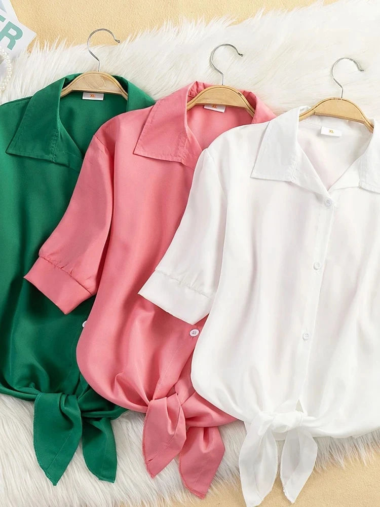 2025 New Womens Tops Fashion Women Summer Chiffon Blouse Short Sleeve Casual Shirt White Ropa Mujer Blusas Feminino