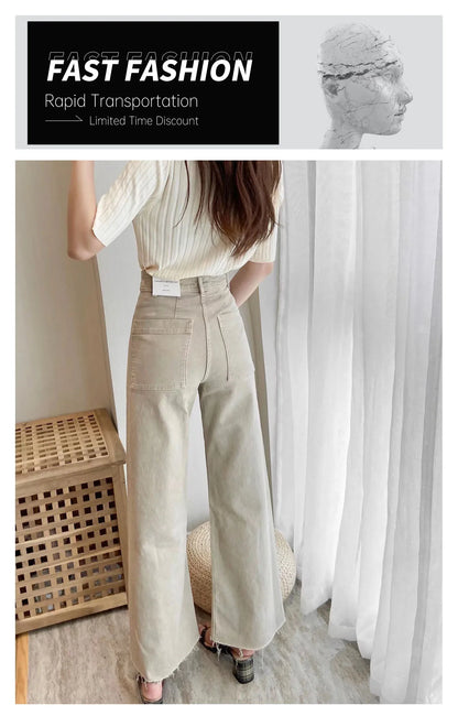 2023 New Women's Wear High Quality Fashion High Waist Straight Slender Wide Leg Jeans