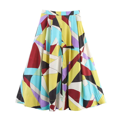 Women's Skirts Summer 2025 New Print Elegant Women's High Waist Skirts Chic Casual Joker Summer Travel Youth Skirts