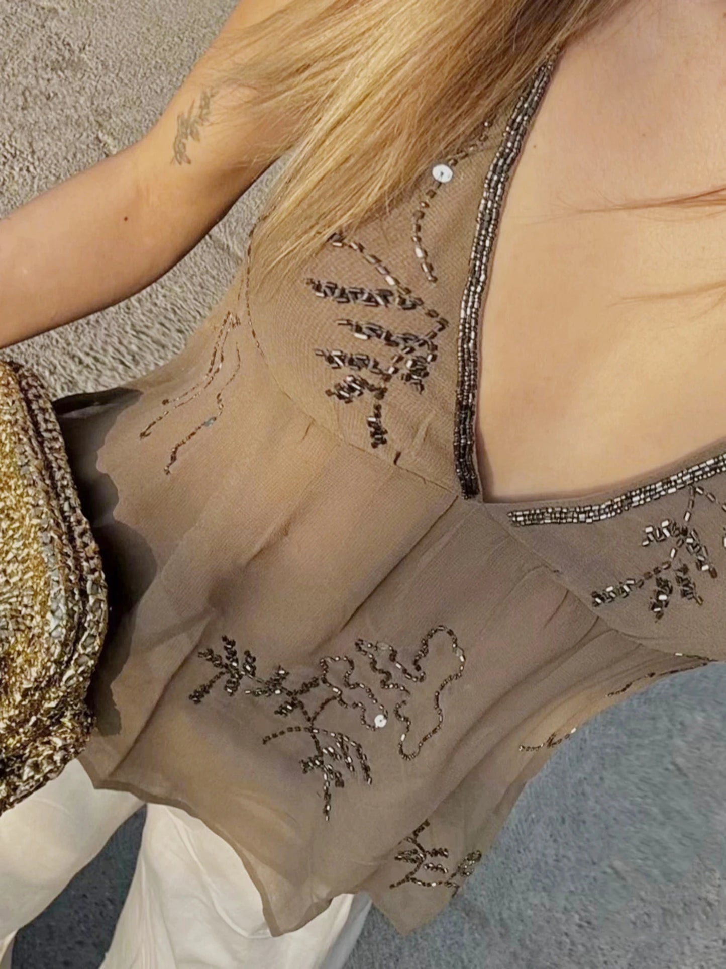 Women Halter Top Tie-Up Sleeveless Tops Shiny Beaded Summer Vest For Beach Vacation Summer Party Daily Wear Streetwear