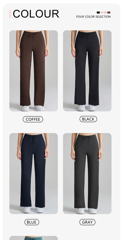 Women's High Waist Stretch Yoga Pants Quick Dry Breathable Loose Running Pants Gym Outdoor Training Pants