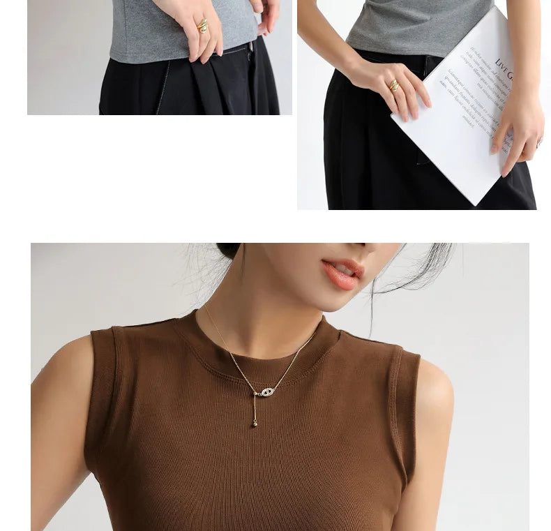 Women's Pure Cotton High Strecth Sleeveless Top Scoop Neck Breathable Solid Versatile Basic Camisole T-shirt Hot Tops for Women