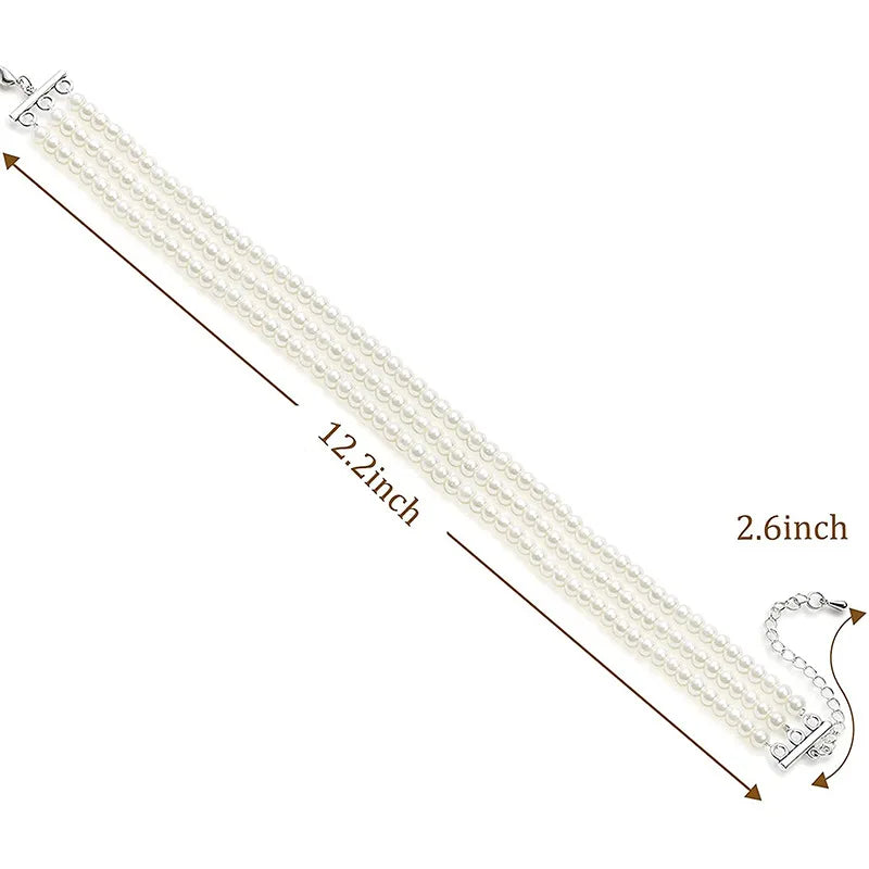 Fashion Elegant Women 3-5Layer White Pearl Choker Necklaces Bohemian Creative Design Wedding Anniversary Necklace Female Jewelry