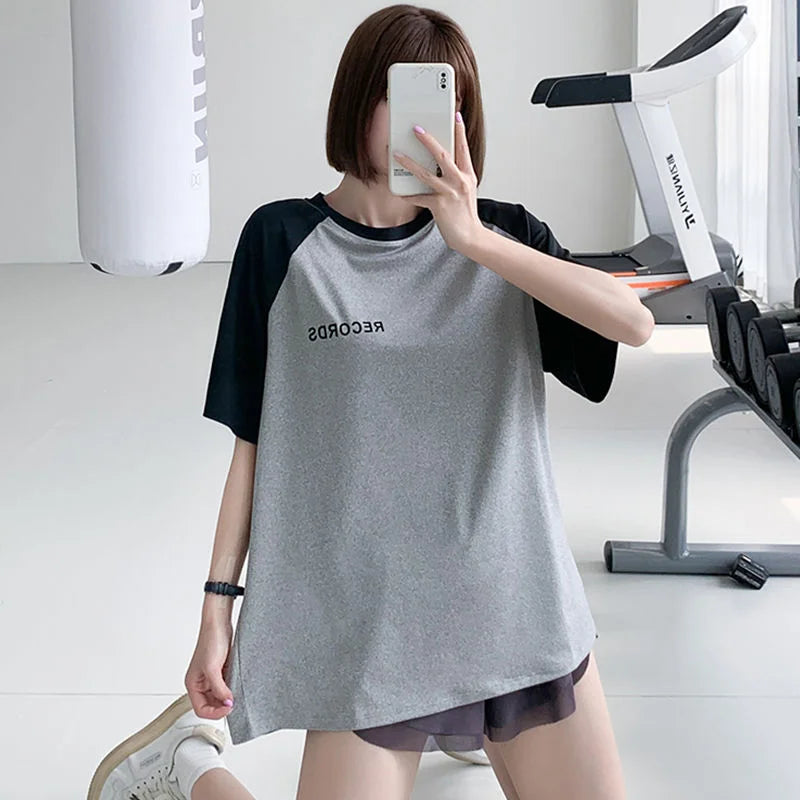 Yoga Top Women Fashionable Fitness Clothing Breathable Loose Short Sleeve Summer Running Sports Training T-shirt Plus Size