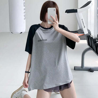 Yoga Top Women Fashionable Fitness Clothing Breathable Loose Short Sleeve Summer Running Sports Training T-shirt Plus Size