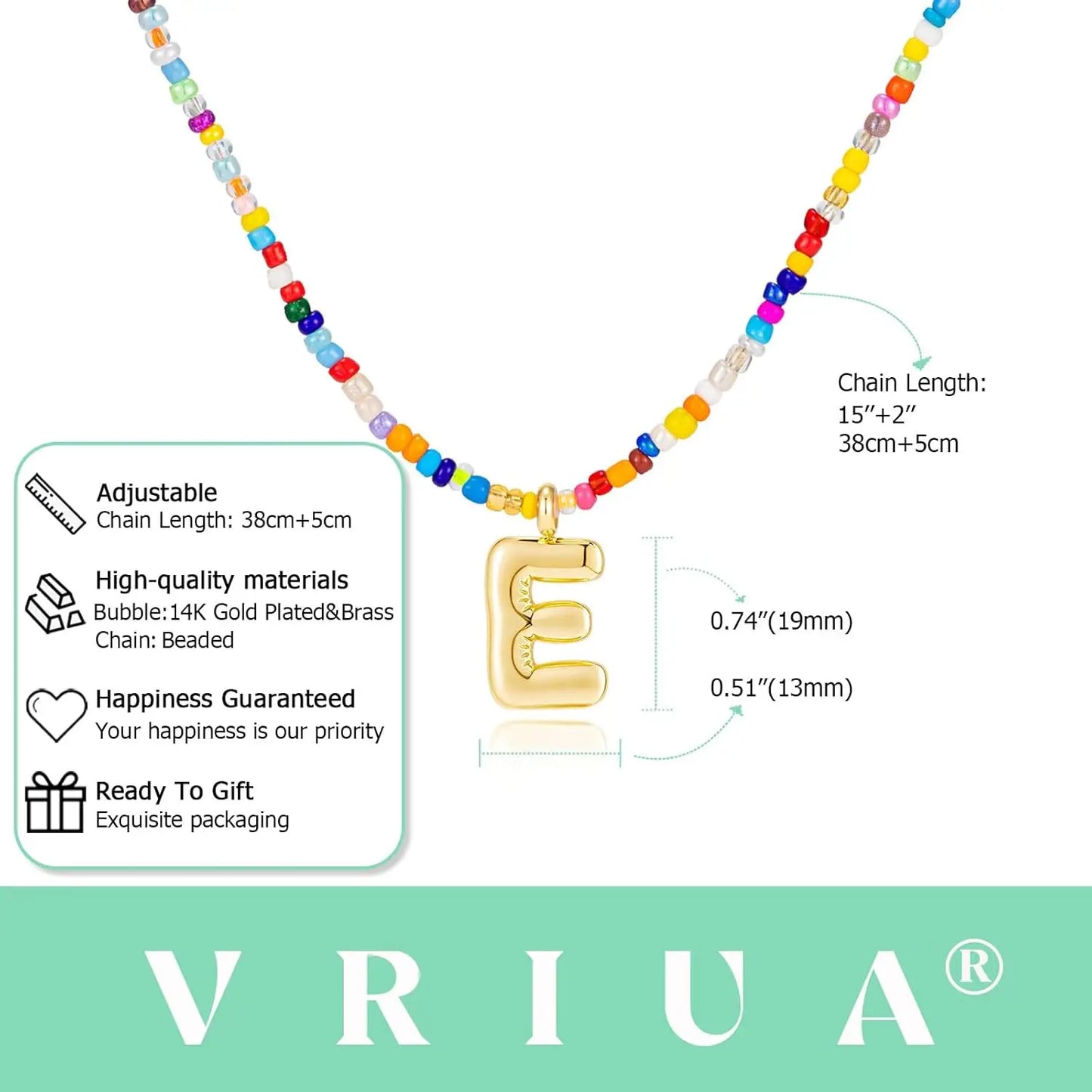 Colorful Initial Necklaces for Women Bubble Handmade Beaded Dainty Cute Beach Boho Necklace Trendy Jewelry Choker Necklace