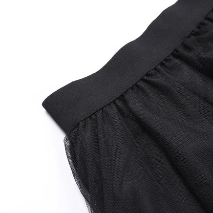 Casual Skirts Punk Sexy Net Yarn High-Waisted Irregular Skirt for Women Summer New European and American Gothic Style Versatile