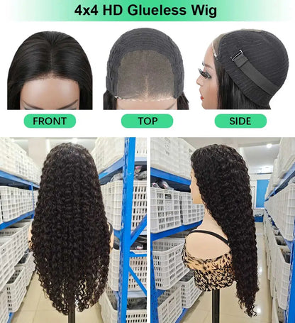 Water Wave Glueless 13*4 Wig  Lace Wig 180% Pre-Plucked Natural Wave Wear Go Glueless Curly Human Hair Wigs For Women