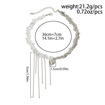 Necklaces for Women Heart-shaped Cross Imitation Pearl Tassel Long Necklace Colliers Femmes Girl Stuff