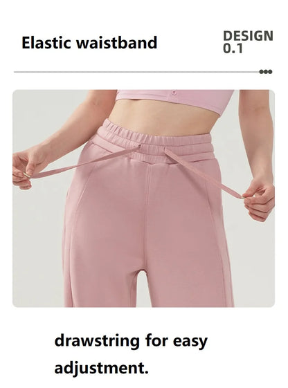 Women's Yoga Pant Autumn Winter Loose Fit Wide Leg Pants Commuting Fitness Drawstring Casual Trousers
