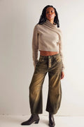 Cotton Denim Long Jeans For Women Trousers Casual  High Waisted Jeans Cropped Pants For Spring Summer Boho Beach Baggy Jeans