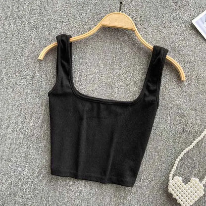 Tank Top Women Sexy Backless Y2k Top Slim Fit Bottoming Blouse Solid Crop Top Sleeveless Camis Mujer