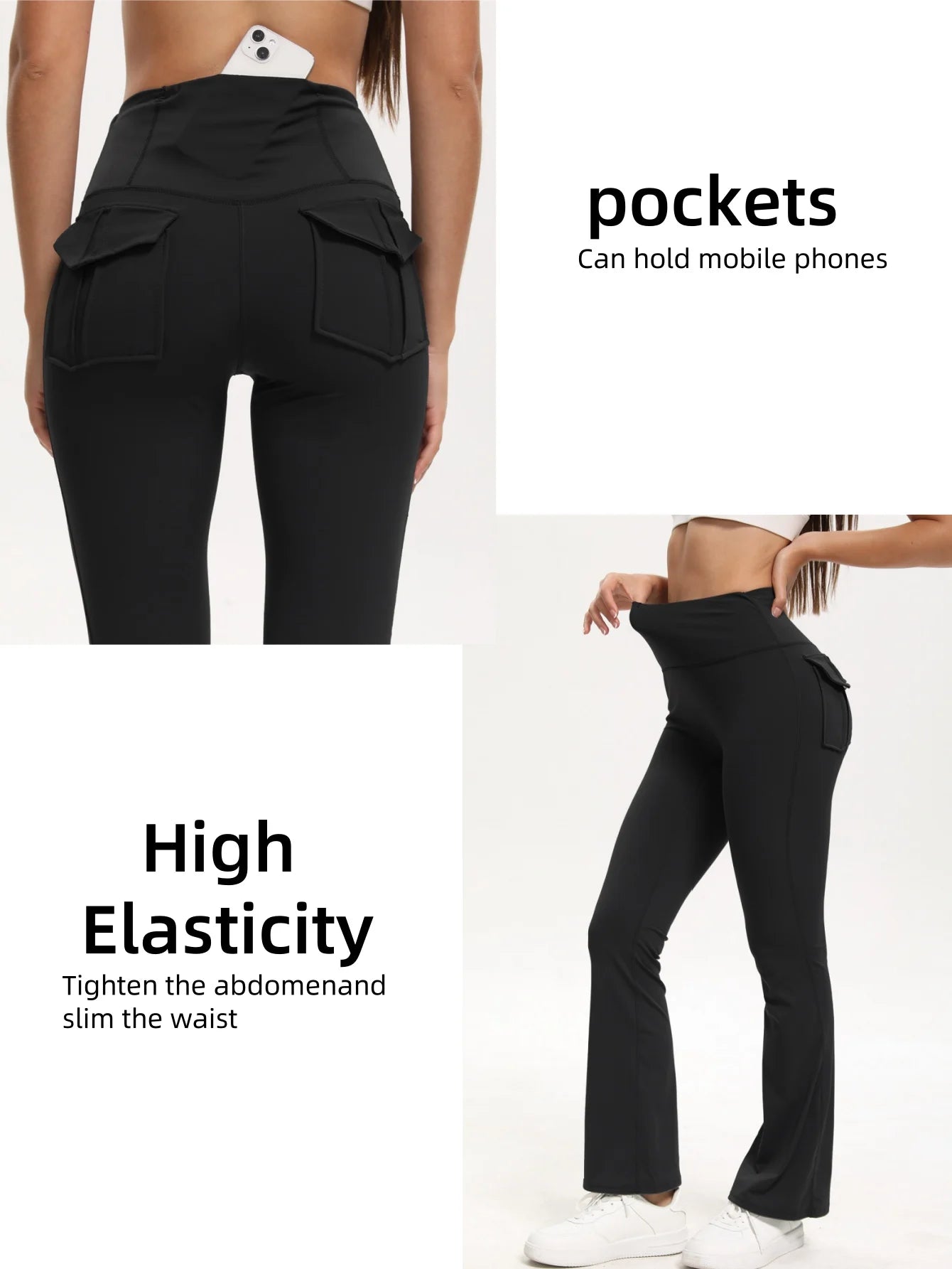 Women Wide Leg High Stretch Yoga Leggings Fitness Workwear with pockets Yoga Flare Pant High Waiste Workout Gym Pants