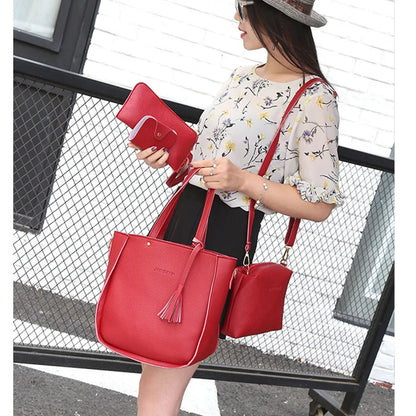 Women Four Set Handbag Shoulder Bags Four Pieces Tote Bag Crossbody Wallet Bags Women'S Handbag Sac à Mains Femme Bolsos Mujer