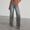 High-waisted Straight-leg Furred Jeans, Women's New Fashion High-waisted Wide-leg Pants Jeans,spring and Autumn for Women Y2k