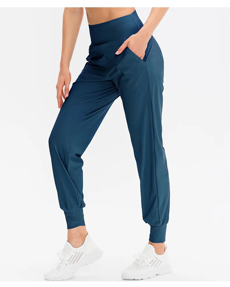 Women Loose Yoga Pants Running Sports Training Trousers with Pocket Casual Quick Dry Fitness Pants Thin for Spring Summer