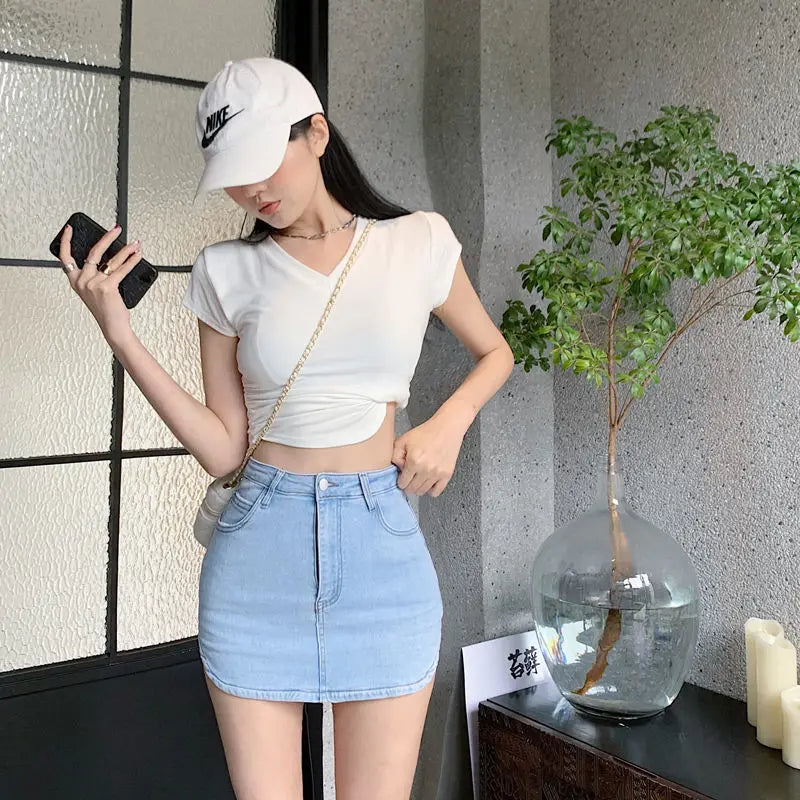 Summer Sexy Mini Demin Jeans Skirts Women 2024 Korean Fashion High Waist A Line Black Skirt Harajuku Slim Shorts Mujer Faldas
