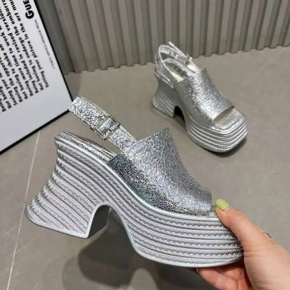 High Heels Sandals Women's Chunky Designer Shoes Platform Fashion Slippers Dress New Pumps Flip Flops Elegant Mujer De Sandalias