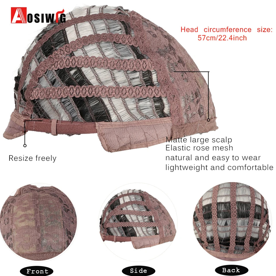 AOSIWIG  Short Curly Cosplay Men Boy Party Light Yellow Synthetic Heat Resistant Hair Wigs Men's Breathable Wig