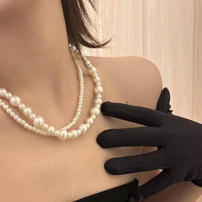 New Trendy Vintage Pearl Multi Layered Pearl Bead Necklace for Women Sweet Elegant Party Jewelry Wedding Gifts