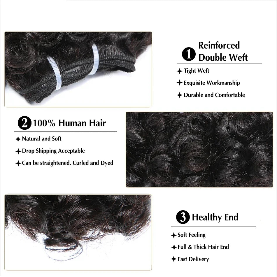 Short Bouncy Curly Human Hair Bundles 100% Human Hair Weft Brazilian Hair Weave Bundle Cheap short deep loose ocean wave bundles