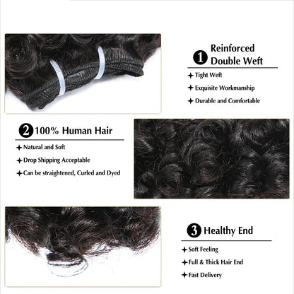 Short Bouncy Curly Human Hair Bundles 100% Human Hair Weft Brazilian Hair Weave Bundle Cheap short deep loose ocean wave bundles