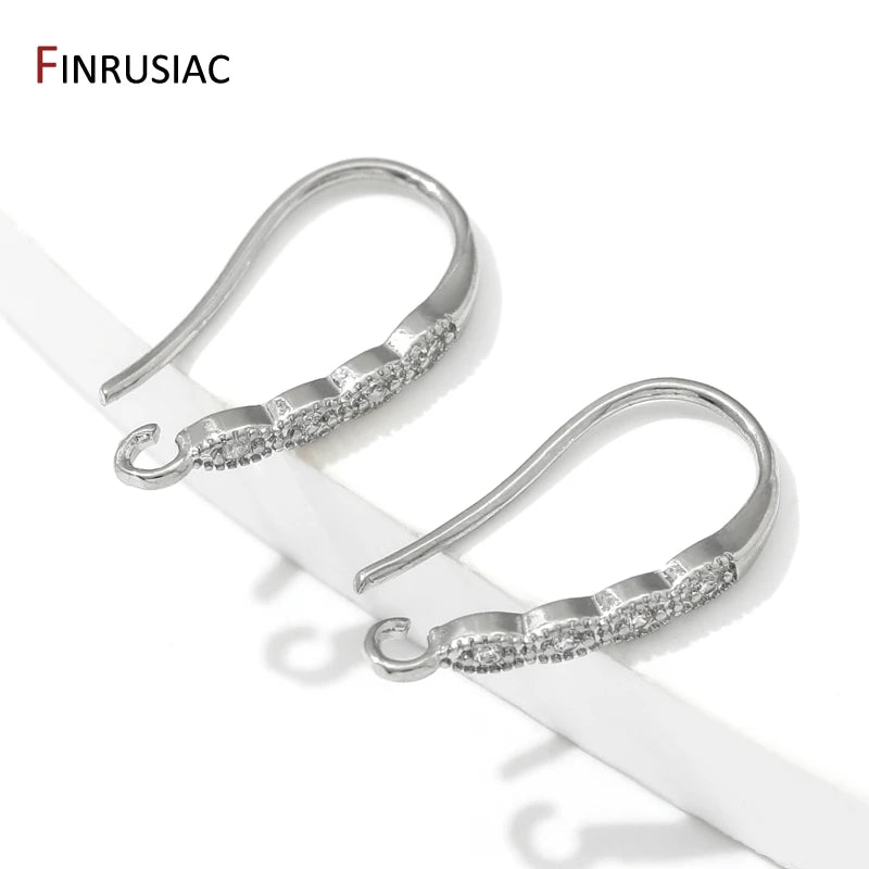 18K Gold Plated Brass Crystal Earrings Findings Earwire Clasps Hooks For DIY Women Handmade Earrings Accessories Wholesale