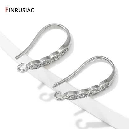 18K Gold Plated Brass Crystal Earrings Findings Earwire Clasps Hooks For DIY Women Handmade Earrings Accessories Wholesale