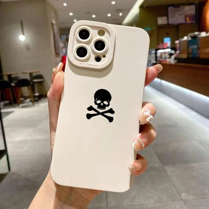 Black Skull Phone Case For iPhone 15 Cases iPhone 14 13 12 11 Pro Max Mini XS Max XR X 7 8 Plus SE2022 Matte Soft Silicone Cover