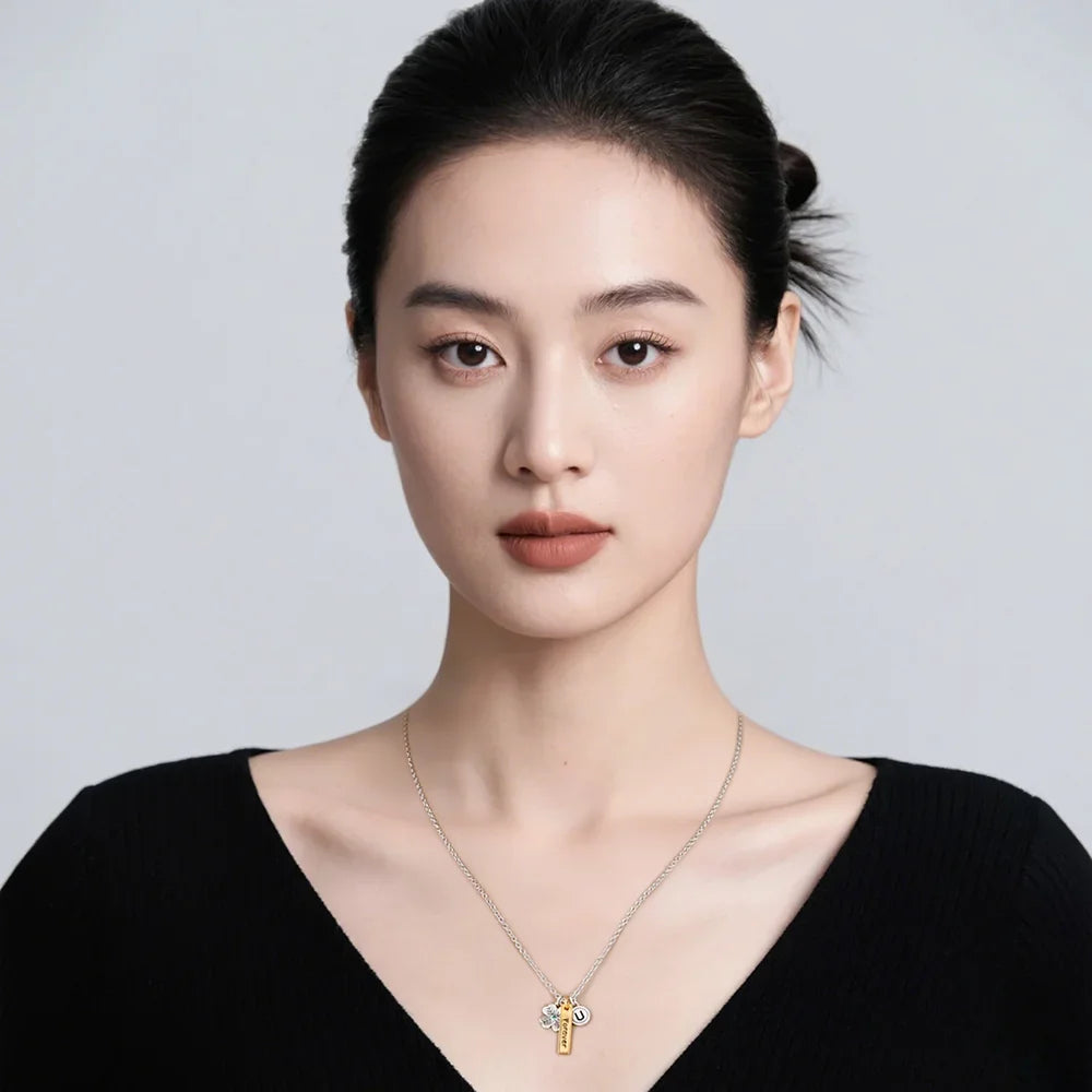 Women's Necklace 925 Silver Love letter Lucky Symbol Choker Necklaces Fit Women Fashion Anniversary Birthday Jewelry Gift