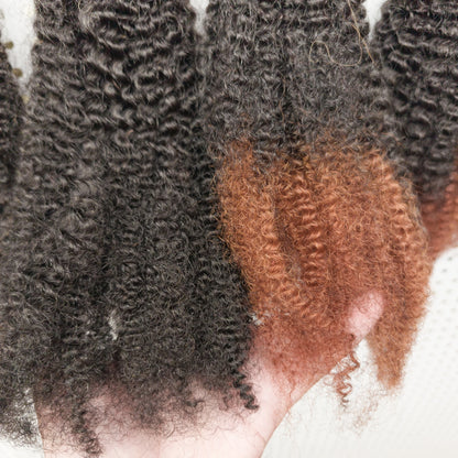 Human Hair No Weft 4C Afro Kinky Curly Virgin Brazilian Human Hair Extensions Weave Bundles Weaving for African Black Women 16"