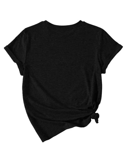 Plus Size Tops Women Clothes Inspirational - style Black T - shirt with Flower Motif Print ，Soft And Comfortable，Summer Outfits