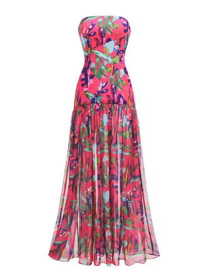 Birthday Dress for Women Brithday Party Outfits Sexy Strapless Prom Gown Retro Print Evening Dresses Luxury 2024 Woman Clothes