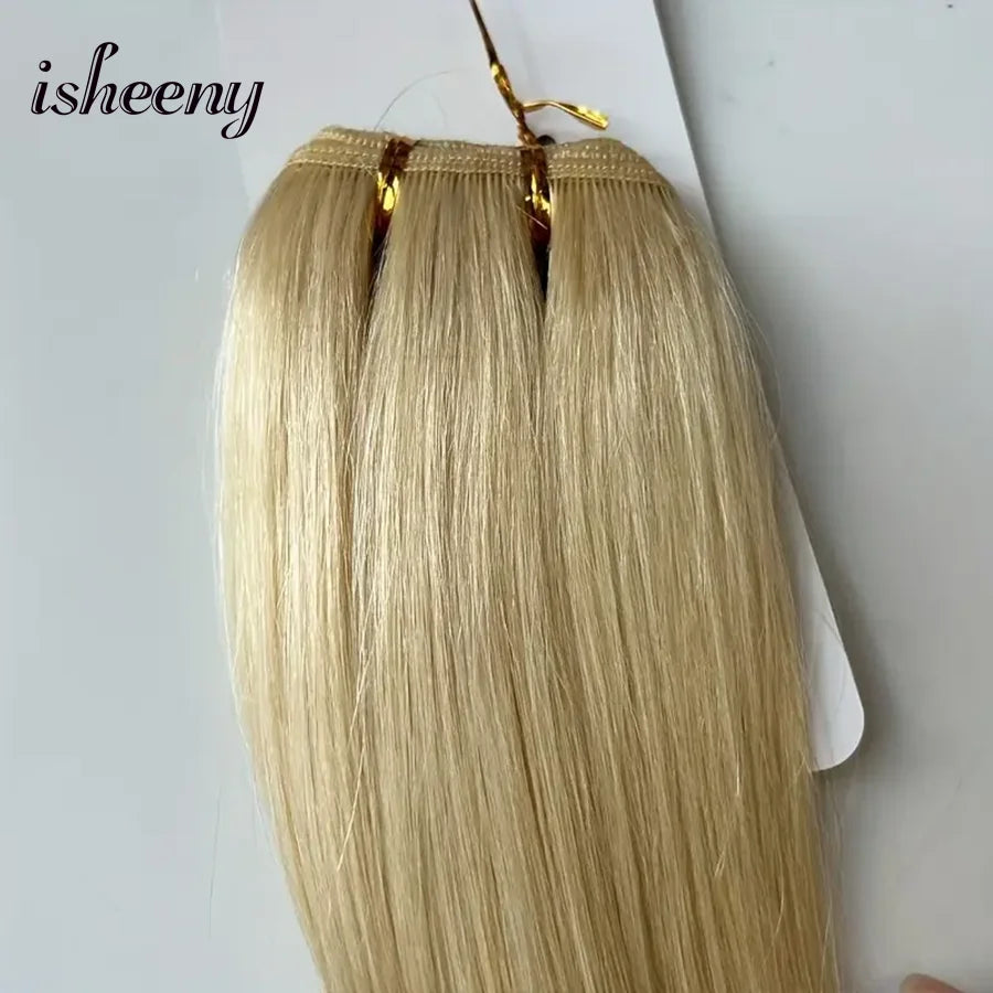 Highlight Blonde Human Hair Weft 12 16 20 24 inches Double Weft Hair Bundles Sewing In Hair Weaves 50g/bundle For Women