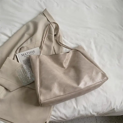 Women Tote Bag Fashion Underarm Pouch Large Capacity Soft Pu Leather Shoulder Bag Retro Crossbody Bag Casual Portable BucketBags